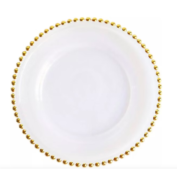 Gold Beaded Glass Charger Plate